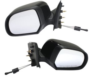 Manual Adjust, Manual Folding, Non-Heated, Paintable Mirror Pair/Set for 2012-2014 Nissan Versa Sedan, S Model, Right (Passenger) and Left (Driver) Sides, Replacement