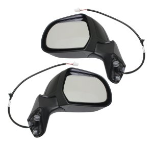 Mirror Pair/Set for Nissan Versa Note 2014-2019 Right (Passenger) and Left (Driver), Power Adjustment, Manual Folding, Non-Heated, Paintable, without Side View Camera, Excludes SR Model, Replacement