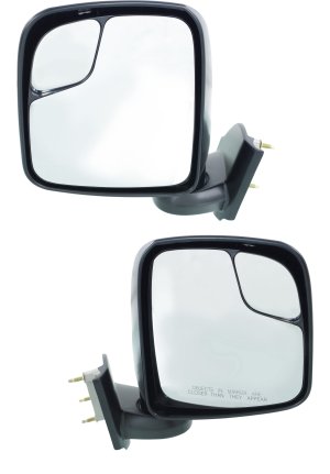 Manual Adjust, Manual Folding Mirror Pair/Set for Nissan NV200 (2013-2021), Non-Towing, Non-Heated, Textured, S Model, Right (Passenger) and Left (Driver), Replacement