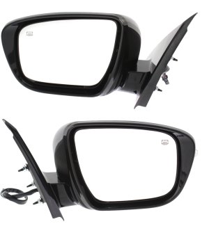 Mirror Pair/Set for 2017-2017 Nissan Pathfinder S/SV Models, Right (Passenger) and Left (Driver), Power Adjustable, Manual Folding, Heated, Paintable, with Signal Light, without Around View Monitor and Memory, Replacement