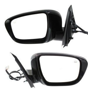 Mirror Pair/Set for Nissan Pathfinder 2017, Right (Passenger) and Left (Driver), Power Adjustment, Manual Folding, Heated, Paintable, with Around View Monitor Camera, Camera Memory, and Signal Light Replacement.