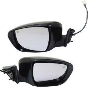 Mirror Pair/Set for Nissan Rogue 2014-2016 Right (Passenger) and Left (Driver), Power, Manual Folding, Heated, Paintable, with Signal Light, without Camera, USA Built Vehicle Replacement