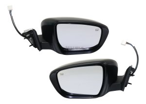 Mirror Pair/Set for Nissan Rogue 2017-2020, Right (Passenger) and Left (Driver), Power, Manual Folding, Heated, Paintable, with Signal Light, without Camera - for USA Built Vehicle 2017-2020 and Korea Built Vehicle 2018-2020 - Replacement