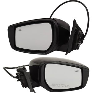 Mirror Pair/Set for 2018-2019 Nissan Kicks SV Model, Right (Passenger) and Left (Driver), Power, Heated, Manual Folding, Paintable, Without Blind Spot Detection and Signal Light, Replacement
