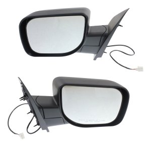Mirror Pair/Set for Nissan Titan 2010-2015 Right (Passenger) and Left (Driver) Side, Power Control, Manual Folding, Non-Heated, Textured, without Towing Package, for SE/SV Models, Replacement