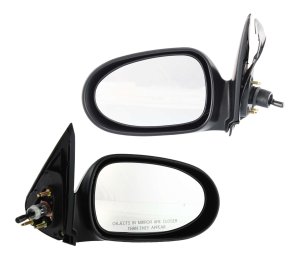 Manual Remote Mirror Pair/Set for 2000-2006 Nissan Sentra, Right (Passenger) and Left (Driver), Non-Folding, Non-Heated, Paintable Replacement