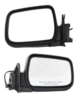 Mirror Pair/Set for Nissan Frontier 1998-2004, Right (Passenger) and Left (Driver), Power Adjusted, Manual Folding, Non-Heated, Paintable, Replacement