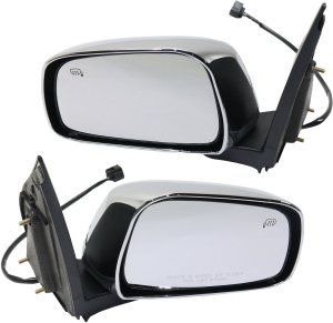 Power Mirror Pair/Set for Frontier 2011-2019, Right (Passenger) and Left (Driver), Manual Folding, Heated, Chrome, SL Model Replacement