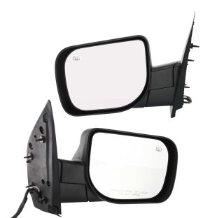 Mirror Pair/Set for Nissan Armada/Titan 2004-2006 - Right (Passenger) and Left (Driver), Non-Towing, Power Adjustable, Manual Folding, Heated, Chrome, with Memory, without Auto Dimming, Blind Spot Detection, and Signal Light Replacement