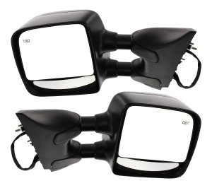 Towing Mirror Pair/Set for 2006-2015 Titan SE/SV Models, Right (Passenger) and Left (Driver), Power, Manual Folding, Heated, Textured, Replacement