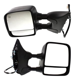 Towing Mirror Pair/Set for Nissan Titan 2008-2015, Right (Passenger) and Left (Driver), Power Adjustment, Manual Folding, Heated, Textured with Memory, PRO-4X Model Replacement