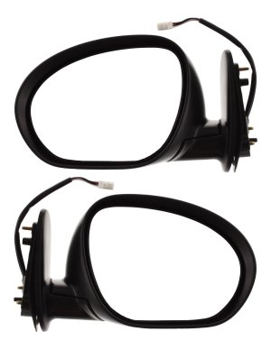 Pair/Set - Power Heated Manual Folding Mirrors for 2009-2014 Nissan Cube, Right (Passenger) and Left (Driver), Textured, w/o Auto Dimming, Blind Spot Detection, Memory, and Signal Light Replacement