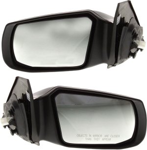 Replacement Mirror Pair/Set for Nissan Altima 2008-2013, Right (Passenger) and Left (Driver), Power, Manual Folding, Non-Heated, Paintable, w/o Auto Dimming, Blind Spot Detection, Memory, Signal Light