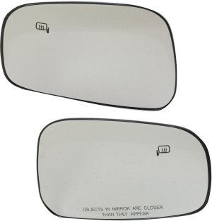Heated Mirror Glass Pair/Set for Nissan Frontier 2005-2021 and Pathfinder 2005-2012 (LE, SE, SE Off-Road, Silver Edition Models), Includes Right (Passenger) and Left (Driver) Glass with Backing Plate, Replacement