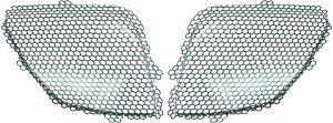 Grille Insert Pair/Set for 2008-2009 Pontiac G6, Right (Passenger) and Left (Driver), Plastic, Paint to Match, Iron-Coated Black Inner, Replacement