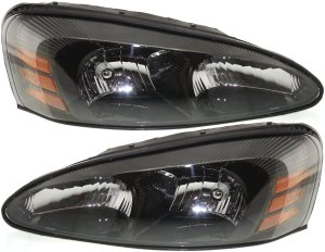 Headlight Assembly Pair/Set for Pontiac Grand Prix 2004-2008, Includes Right (Passenger) and Left (Driver) Halogen Headlight Replacement