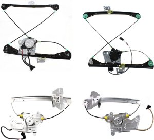 Power Window Regulator with Motor Pair/Set for 1999-2004 Oldsmobile Alero / 1999-2005 Pontiac Grand AM Sedan, Front and Rear, Right (Passenger) and Left (Driver) Replacement
