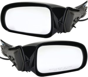 Power Foldaway-Black Mirror Pair/Set for 2004-2008 Grand Prix, Right (Passenger) and Left (Driver), Glass-Convex, Replacement