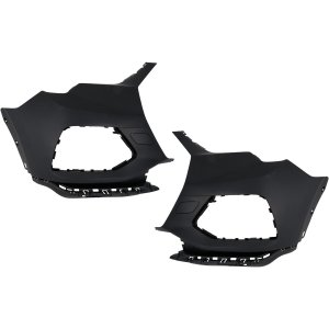 Pair/Set - Front Bumper End Assembly for Audi Q3 2019-2023, Right (Passenger) and Left (Driver), Primed (Ready to Paint), without S-Line Package, without Parallel Park Assist Sensor, without Parking Aid Sensor Replacement