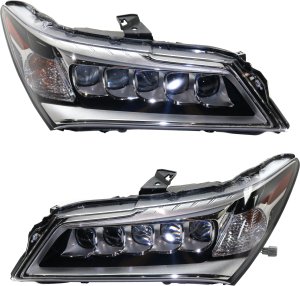 Headlight Assembly Pair/Set for Acura MDX 2014-2016, Includes Right (Passenger) and Left (Driver) LED Lights, Replacement