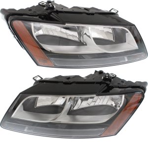 Headlight Assembly for 2009-2012 Audi Q5, Halogen, Right (Passenger) and Left (Driver), Replacement Pair/Set