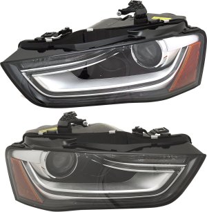 Headlight Pair/Set for Audi A4 Allroad 2013-2016, Right (Passenger) and Left (Driver), Lens and Housing, Xenon, Without HID Pair/Set, Without Curve Lighting, Replacement