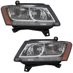 Headlight Assembly Pair/Set for Audi Q5/SQ5 2013-2014, Right (Passenger) and Left (Driver), Halogen, Excluding Hybrid Model, Replacement