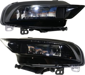 Fog Light Molding Pair/Set for Audi Q5 2021-2023, Right (Passenger) and Left (Driver) Side, Textured Gloss Black, Without S-Line Package, Replacement