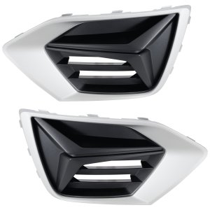 Pair/Set - Fog Light Cover for Audi Q3 2019-2023, Right (Passenger) and Left (Driver), Outer, Textured with Glossy Gray Trim, Without S-Line Package, Replacement