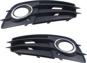 Front Fog Light Molding Pair/Set for Audi A4/S4 2009-2012, Right (Passenger) and Left (Driver), Primed (Ready to Paint), w/o Adaptive Cruise Control, (A4, w/ S-Line Package) Replacement