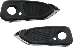 Front Fog Light Molding Pair/Set for Acura RDX 2016-2018, Right (Passenger) and Left (Driver), Textured Black with Chrome Trim, Replacement