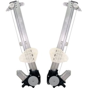 Power Rear Window Regulator Pair/Set for Acura TL 2009-2014, Right (Passenger) and Left (Driver), with Motor, 2-Pin Connector, Replacement