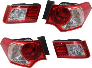 Tail Light Assembly Pair/Set for 2009-2010 Acura TSX Sedan, Includes Right (Passenger) and Left (Driver) Inner, Outer Lights with Back-Up Light, Pair/Set of 4 Replacement