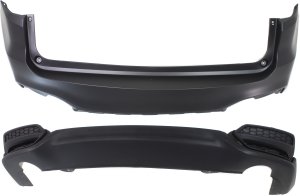 Rear Bumper Cover Set for Acura RDX 2016-2018, Upper (Primed Ready to Paint) and Lower (Textured), Set of 2, w/o Parking Aid Sensor Holes - Replacement