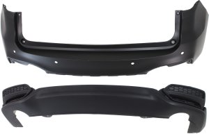 Rear Bumper Cover for Acura RDX 2016-2018, Upper and Lower, Set of 2, Primed (Ready to Paint), with Parking Aid Sensor Holes Replacement Set