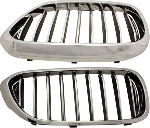 Grille Pair/Set for BMW 5-Series 2017-2020 Right (Passenger) and Left (Driver), Without M Package, With Luxury Package Replacement Models: for 520i, 530i, 540i, M550i