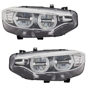 LED Headlight Assembly Pair/Set for BMW 4-Series (2014-2017) / M3 (2015-2018), Right (Passenger) and Left (Driver) Replacement - Fits 428i, 430i, 435i, 440i, M3.