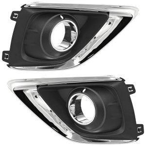 Pair/Set - Front Fog Light Cover for Buick Envision 2019-2020, Right (Passenger) and Left (Driver), Black, Replacement Pair/Set