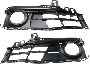 Front Fog Light Molding Pair/Set for BMW 3-Series 2016-2019, Textured Black, Right (Passenger) and Left (Driver) Side Replacement