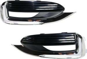 Front Fog Light Molding for Buick Enclave 2018-2021, Right (Passenger) and Left (Driver), Textured Black Bezel with Chrome Trim, Replacement Pair/Set