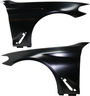 Front Fender Pair/Set for 2017-2023 BMW 5-Series Sedans, Right (Passenger) and Left (Driver), Primed (Ready to Paint), Steel Replacement Models: for 520i, 520d, 525d, 528i, 530i, 535i, 540i, M550i.