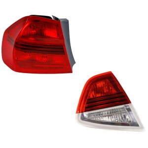 Tail Light Set for BMW 3-Series 2006-2008, Left (Driver), Inner and Outer, Halogen, Sedan - Replacement