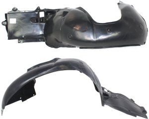 Front Fender Liner Pair/Set for BMW 3-Series 2000-2006, Convertible/Coupe, Rear Section, Right (Passenger) and Left (Driver) Replacement - fits 320i, 323i, 325i, 328i, 330i models.