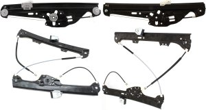 Front and Rear Window Regulator Pair/Set for BMW 5-Series 2004-2010, Right (Passenger) and Left (Driver), Power, without Motor, Base Model Replacement Models: for 525i, 528i, 530i, 535i, 545i, 550i.