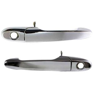 Front Exterior Door Handle Pair/Set for 2006-2013 Buick Impala, 2005-2009 Buick Lacrosse, Right (Passenger) and Left (Driver), Chrome, with Keyhole - Replacement