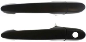 Front Exterior Door Handle Pair/Set for Chevrolet Cobalt 2005-2010 / Chevrolet Impala 2006-2013, Right (Passenger) and Left (Driver), Smooth Black, without Keyhole, Plastic, Rear Placement, Replacement