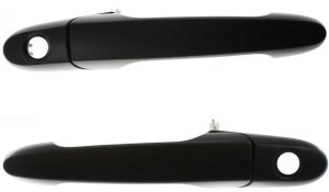 Front Exterior Door Handle Pair/Set for Chevrolet Impala 2006-2013, LaCrosse 2005-2009, Smooth Black, Right (Passenger) and Left (Driver) with Keyhole, Replacement