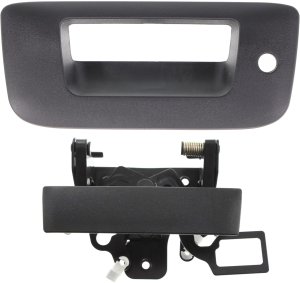 Tailgate Handle Set for Chevrolet Silverado/Sierra 1500 (2007-2013) & 2500/3500 HD (2007-2014), Textured Black, Lever and Bezel, without Camera, with Keyhole, Excludes 2007 Classic Model, Replacement