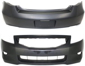 Front and Rear Bumper Cover Set for 2008-2010 Honda Accord Coupe, Primed (Ready to Paint) Replacement