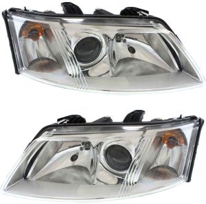 Headlight Assembly Pair/Set for 2003-2007 SAAB 9-3, Right (Passenger) and Left (Driver), Halogen, Fit Convertible/Sedan/Wagon, Replacement